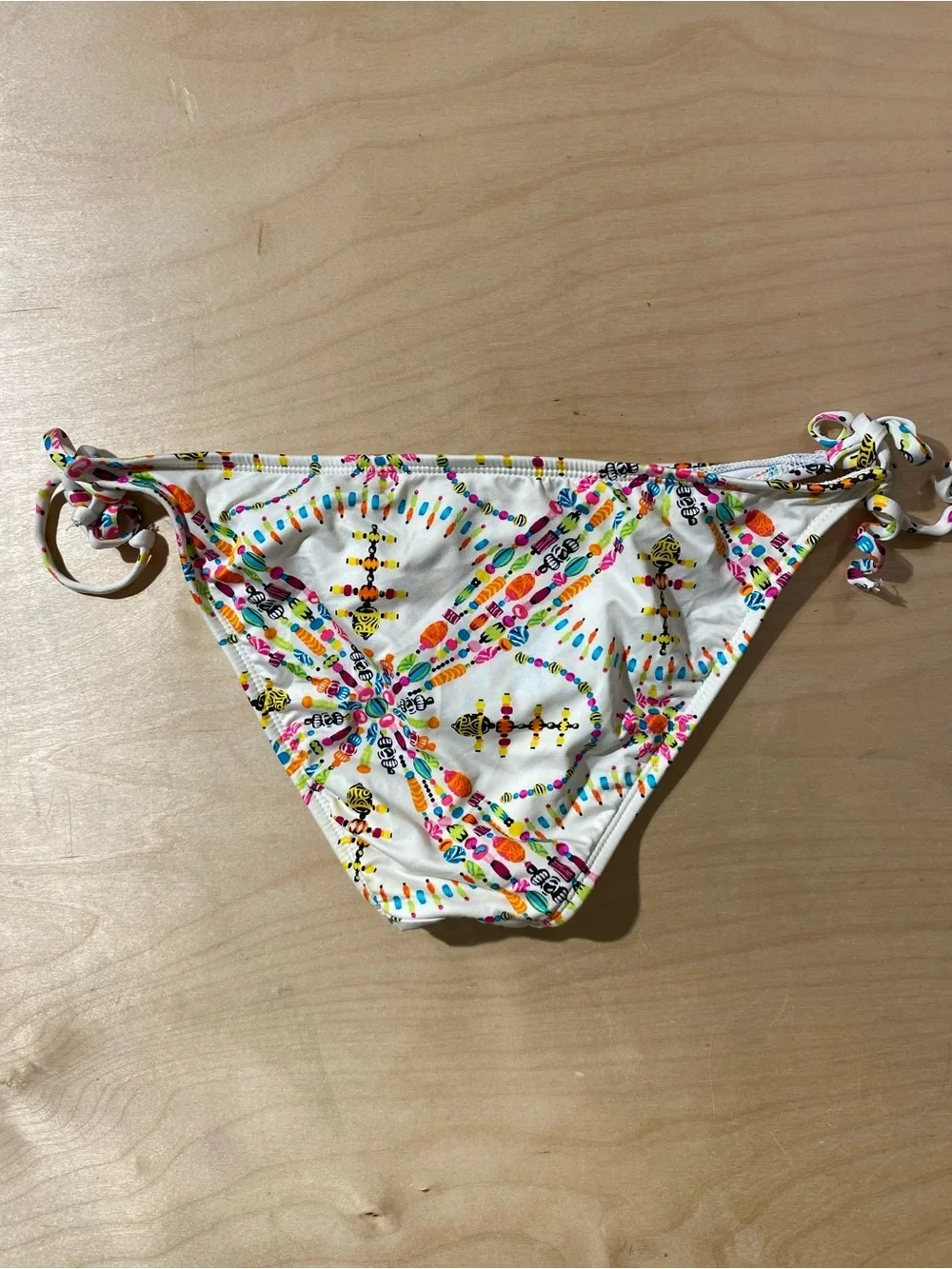 Colorful Floral Tie-Side Bikini Bottom Large (RG)
